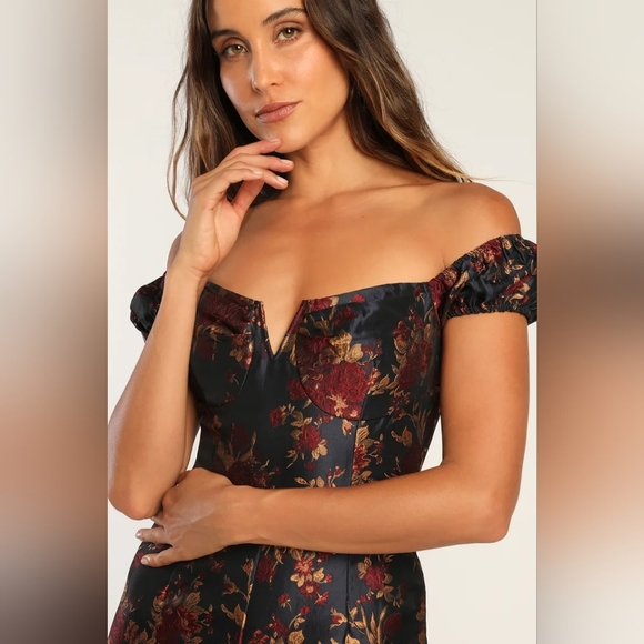 Lulu's Black and Red Floral Jumpsuit - Picture 3 of 10
